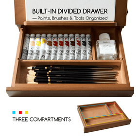 MEEDEN Tabletop Easel with Storage Drawer & Palette-XHC-1A - Walnut