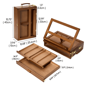 MEEDEN Large Adjustable Artist Tabletop Easel Sketchbox-XHH-03 - Walnut