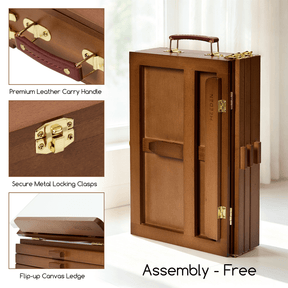 MEEDEN Large Adjustable Artist Tabletop Easel Sketchbox-XHH-03 - Walnut