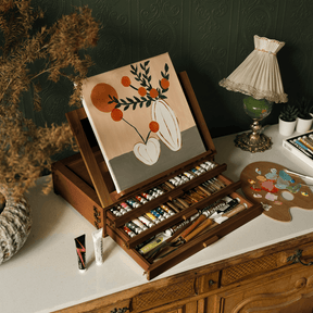 MEEDEN Large Adjustable Artist Tabletop Easel Sketchbox-XHH-03 - Walnut