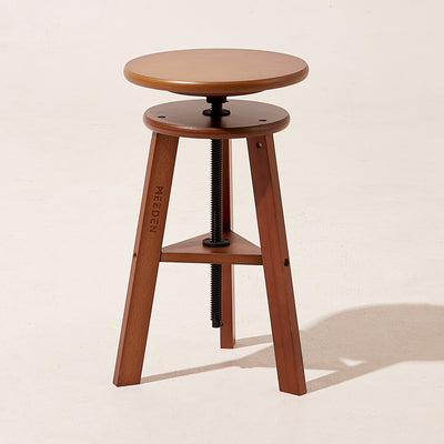 MEEDEN Wooden Drafting Stool with Adjustable Height, Walnut, G-005