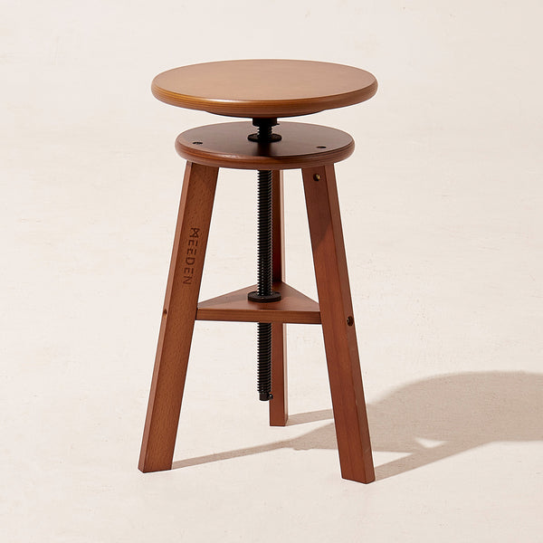 MEEDEN Wooden Drafting Stool with Adjustable Height, Walnut, G-005