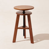 MEEDEN Wooden Drafting Stool with Adjustable Height, Walnut, G-005