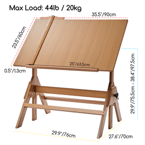 MEEDEN Adjustable Wooden Drafting Table, Walnut -XSZ-2