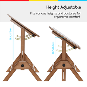 MEEDEN Adjustable Wooden Drafting Table, Walnut -XSZ-2