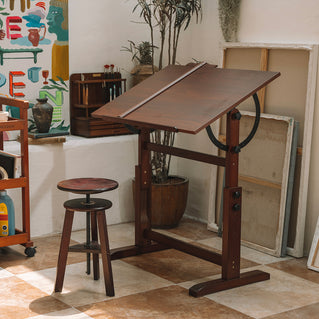 MEEDEN Vintage Adjustable Wooden Drafting Table , Dark Walnut-XSZ-4