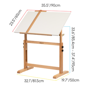 MEEDEN Adjustable Wooden Drafting Table & Stool Set, White-XSZ-5