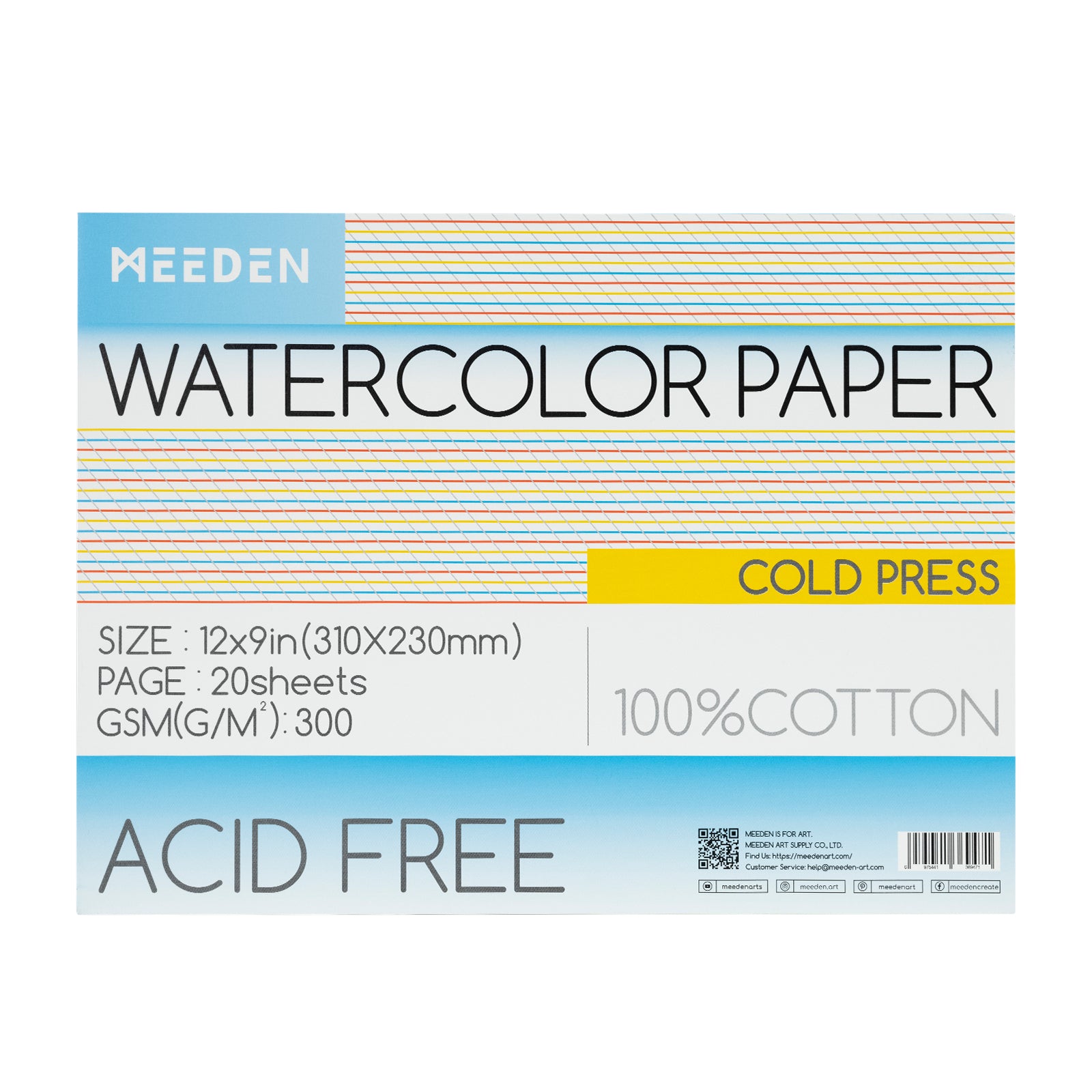 MEEDEN Cold Press & Hot Press & Rough Watercolor Paper Pad