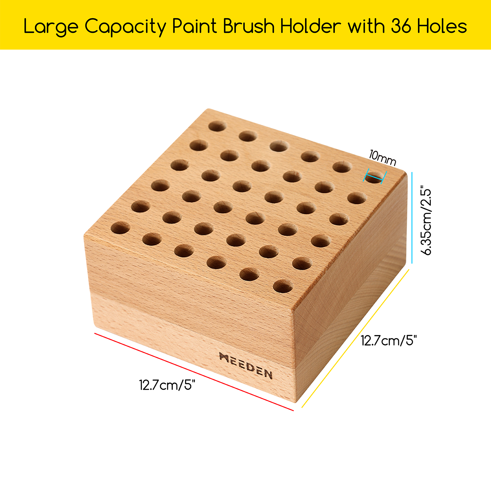 MEEDEN Beechwood Pencil and Brush Holder - 36 Holes