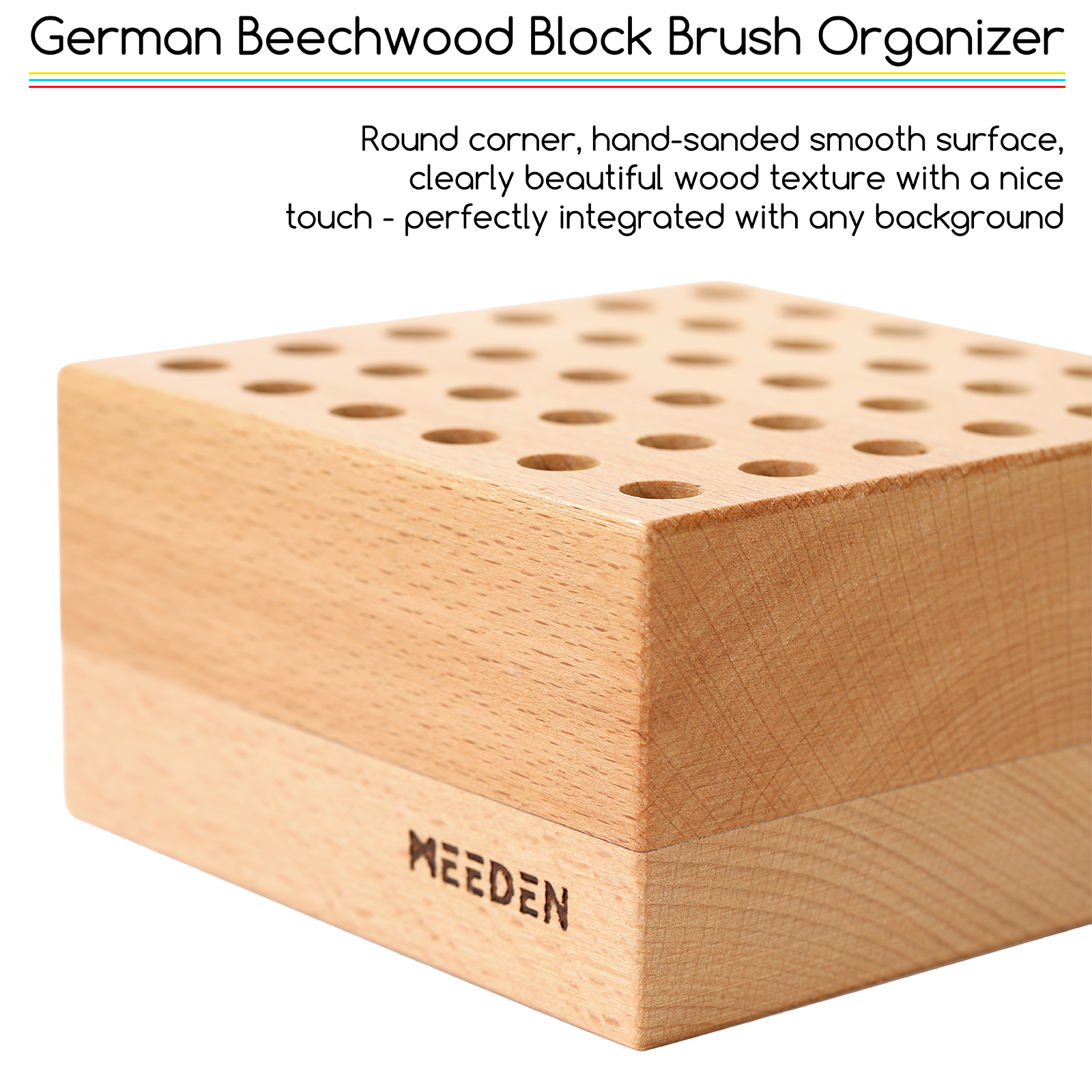 MEEDEN Beechwood Pencil and Brush Holder - 36 Holes