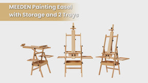 MEEDEN Painting Easel with Storage: H-Frame Beech Wood Art Easel - Natural