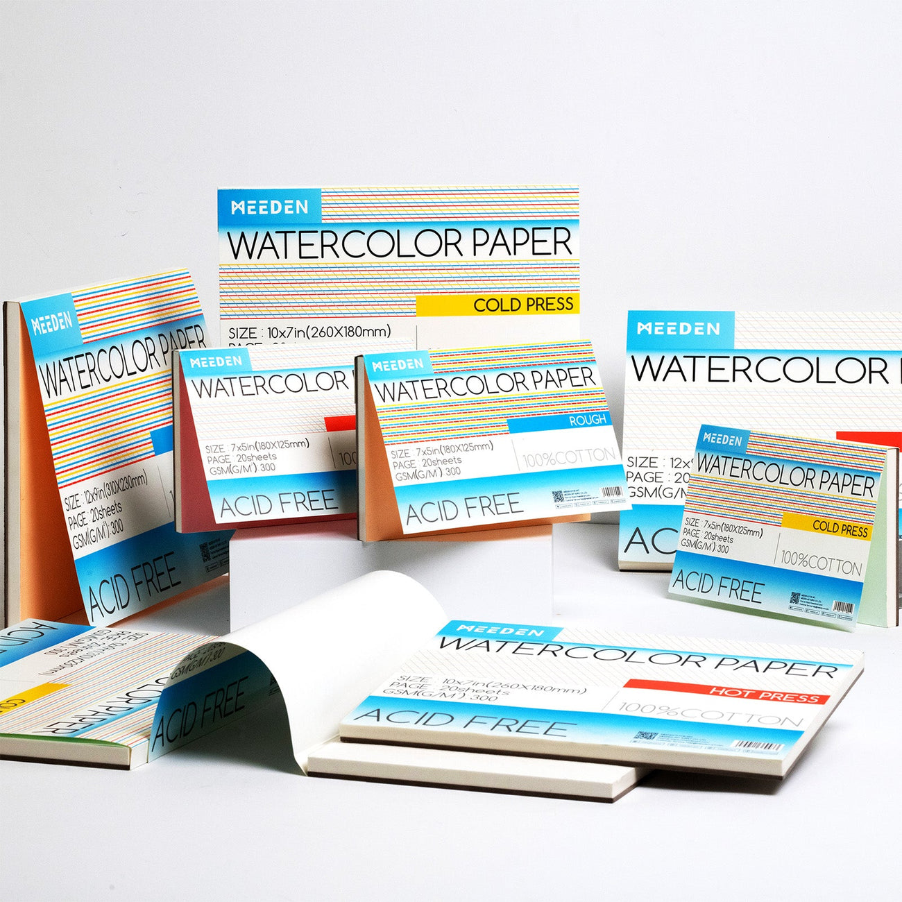 Paper Rough Pads MEEDEN Cold Press & Hot Press & Rough Watercolor Paper Pad