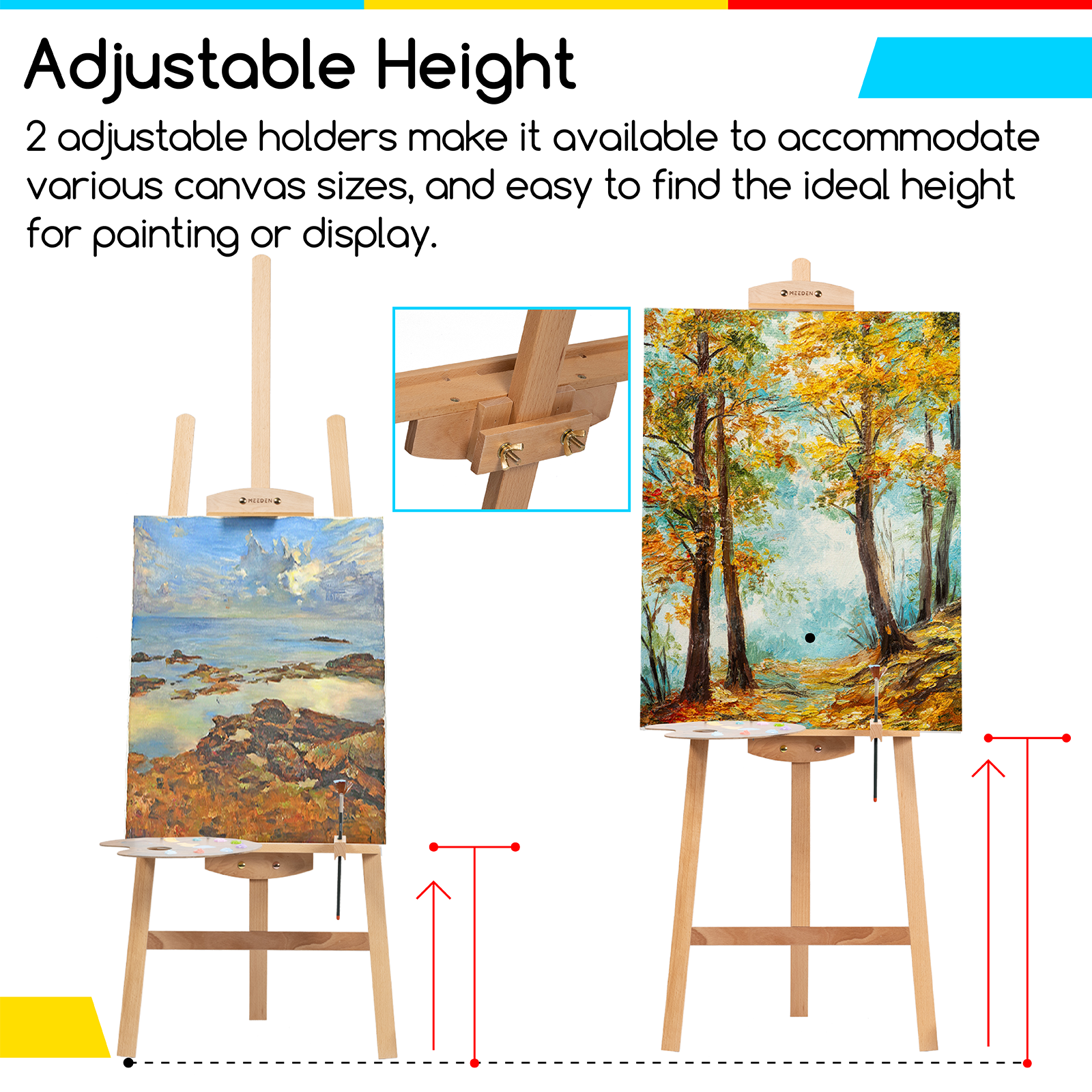 MEEDEN Beechwood A-Frame Easel with Brush Holder & Washer - HJ-2E-YM